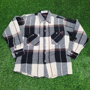 Vintage 90s Shadow Plaid Button Shirt Medium 21x28